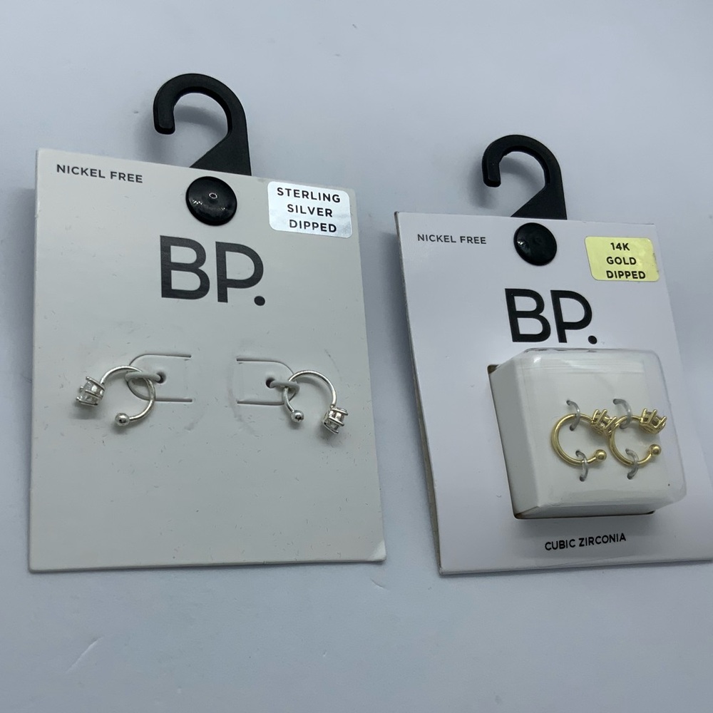 BP. Sterling Silver and 14K Gold Dipped Earrings Set